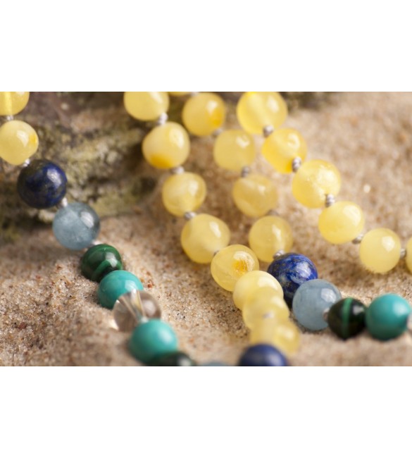 Amber teething necklace - Gemstone - quartz